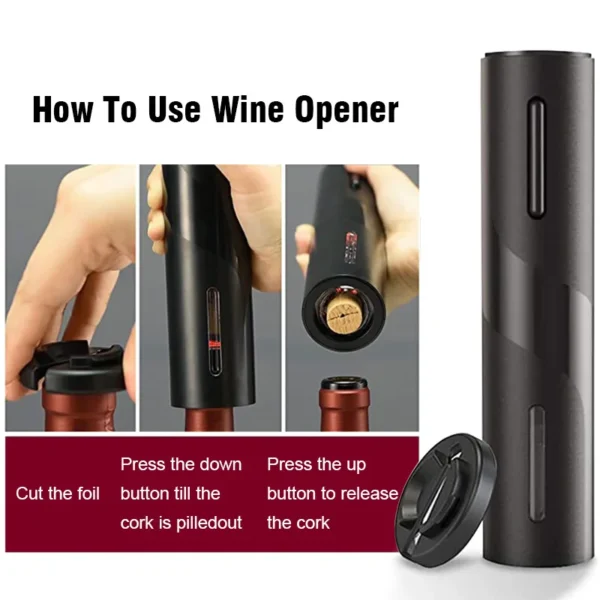 USB Rechargeable Automatic Electric Wine & Beer Bottle Opener with Corkscrew for Kitchen - Image 6